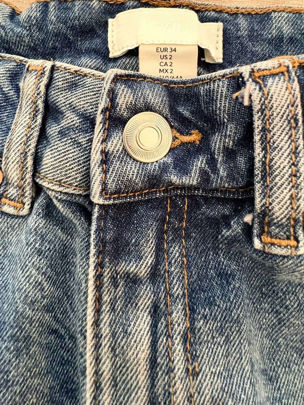 H&M Women High-Rise Straight Leg Blue Jeans Classic SZ 2 Faded Denim Casual